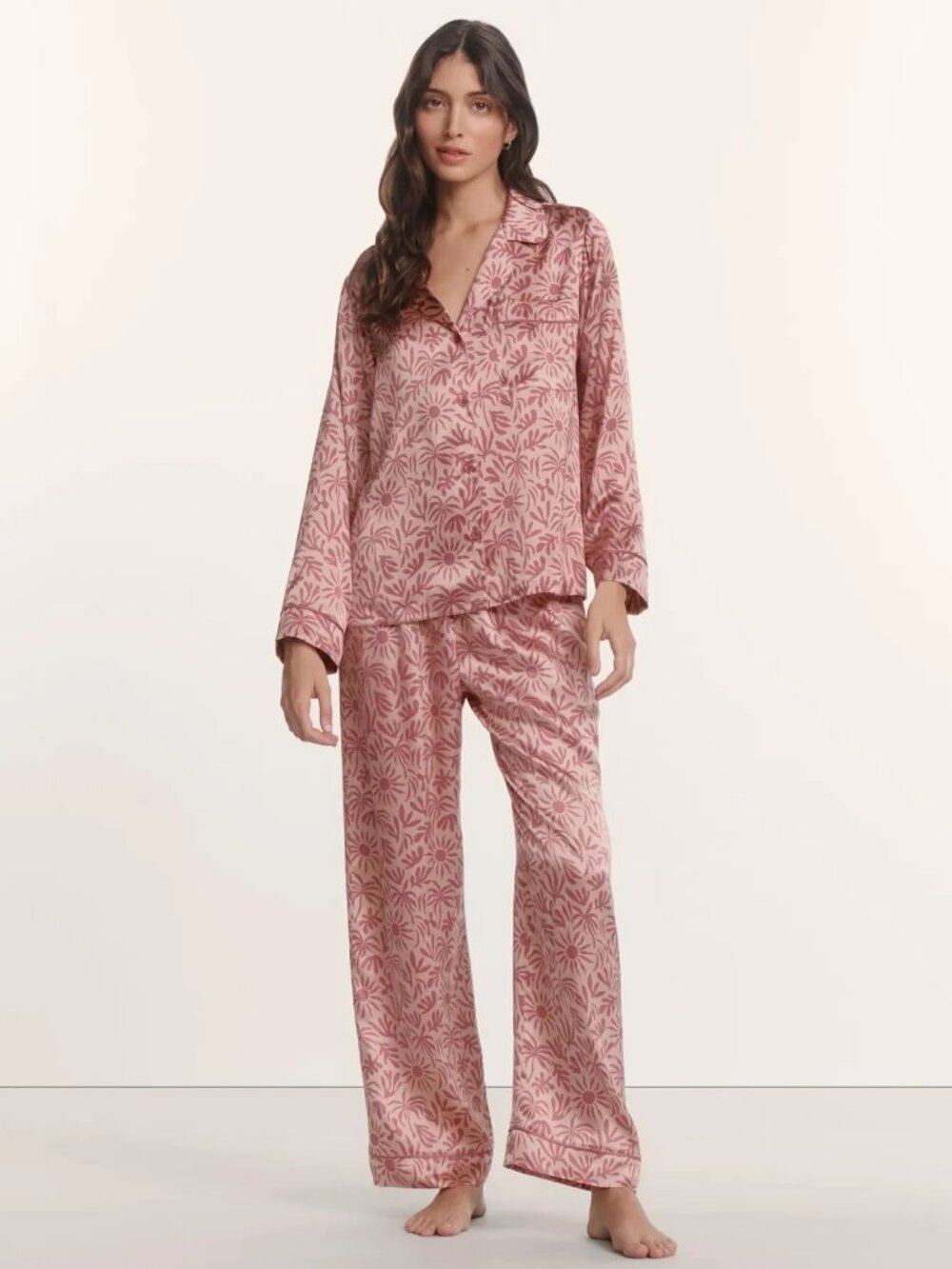 Eberjey x ILIA - Inez Washable Silk Printed Long PJ Set Size Small